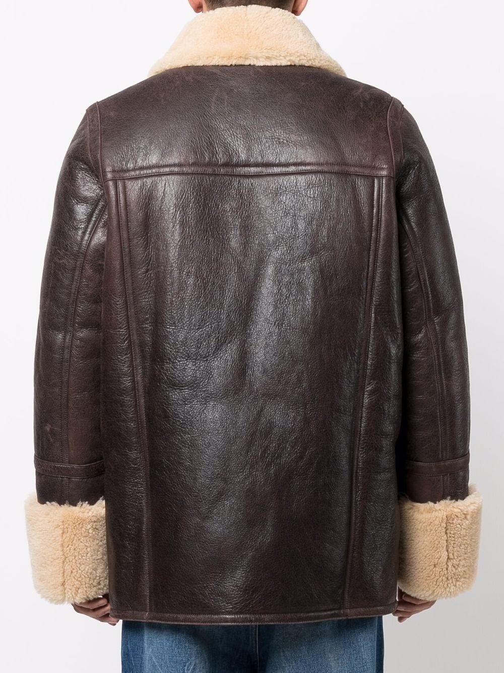 Ami Paris Shearling-trimmed Leather Jacket in Black | Lyst
