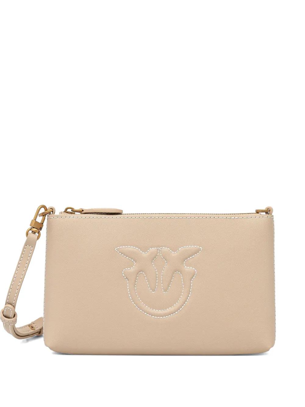 pinko ベージュ フード付き Pinko Logo-Detail Zip-Top Cross Body Bag in Natural | Lyst