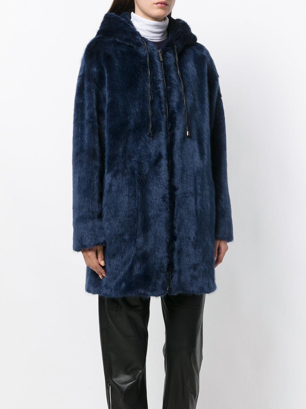 Essentiel Antwerp Omona Faux Fur Jacket in Blue - Lyst