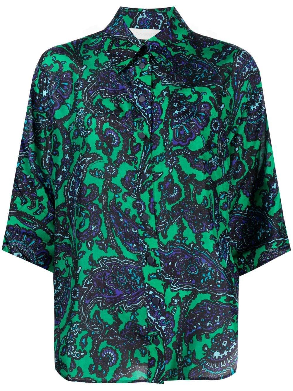 Zimmermann Tiggy Paisley-print Silk Shirt in Green | Lyst