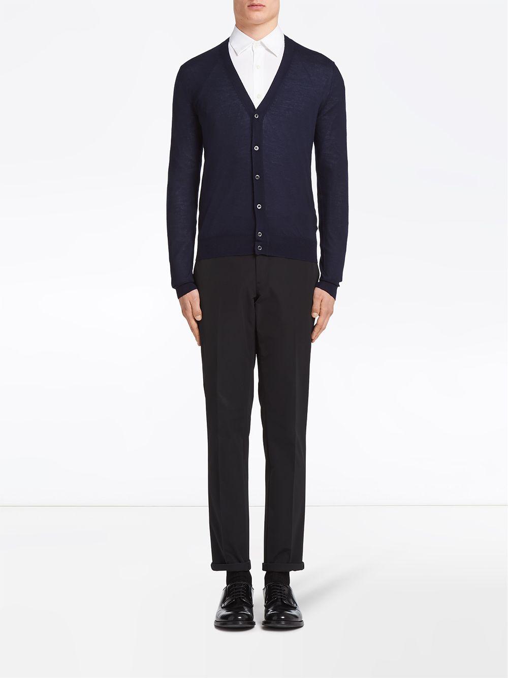 Prada Cashmere Knitted Cardigan in Blue for Men - Lyst