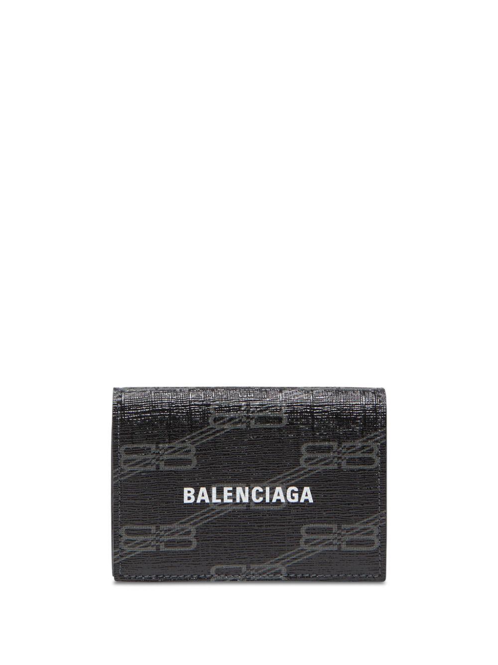 Balenciaga Mini Signature Bb Monogram Wallet in Black Lyst UK