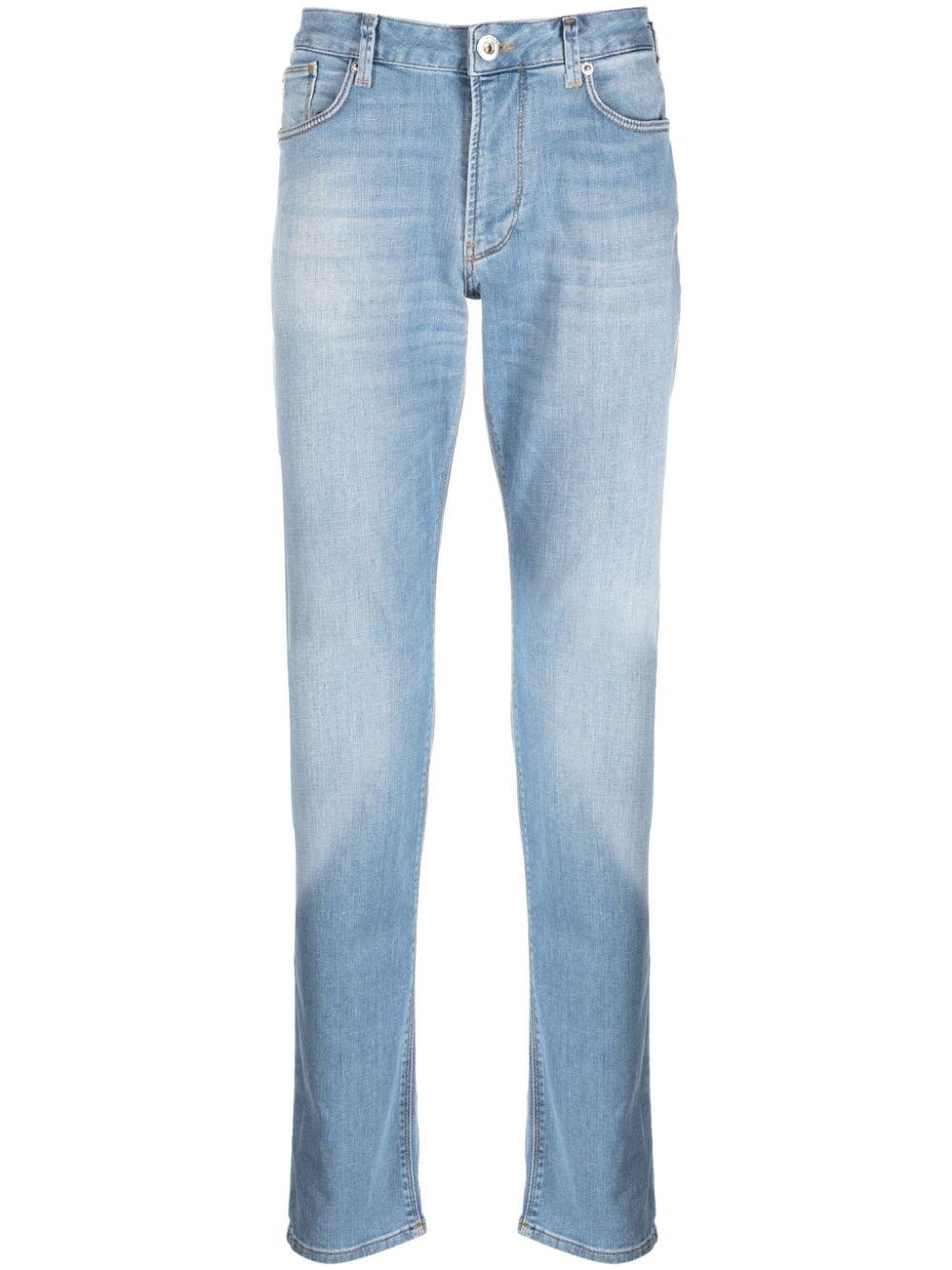 Emporio Armani Faded-effect Straight-leg Jeans in Blue for Men | Lyst
