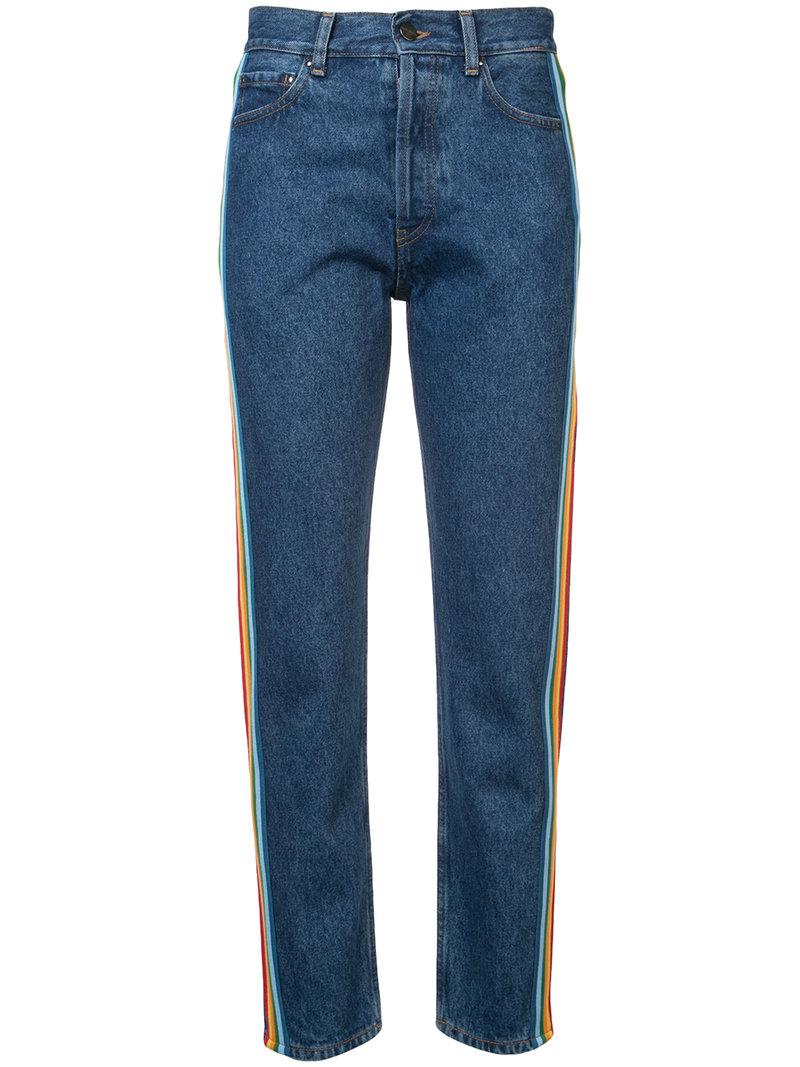 Palm Angels Denim Rainbow Side-stripe Jeans in Blue | Lyst