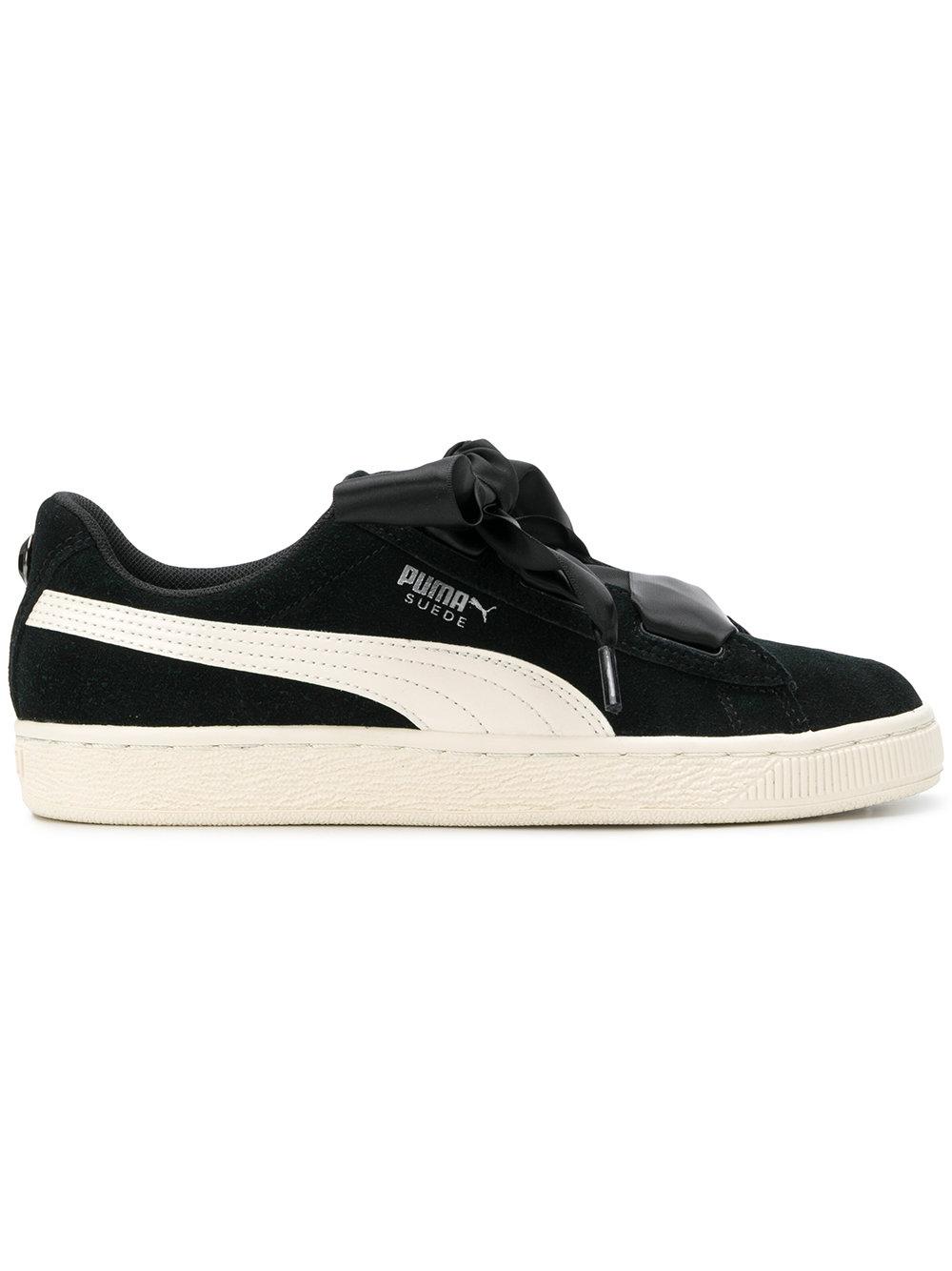 PUMA Suede Ribbon Lace-up Sneakers in Black | Lyst Australia
