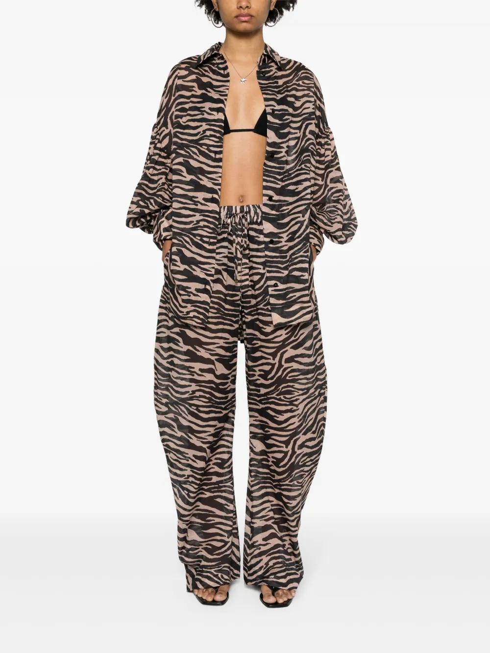 VIP【関税送料無料】希少 The Attico Zebra print long trousers The Attico Black Zebra-print Cotton Trousers | Lyst