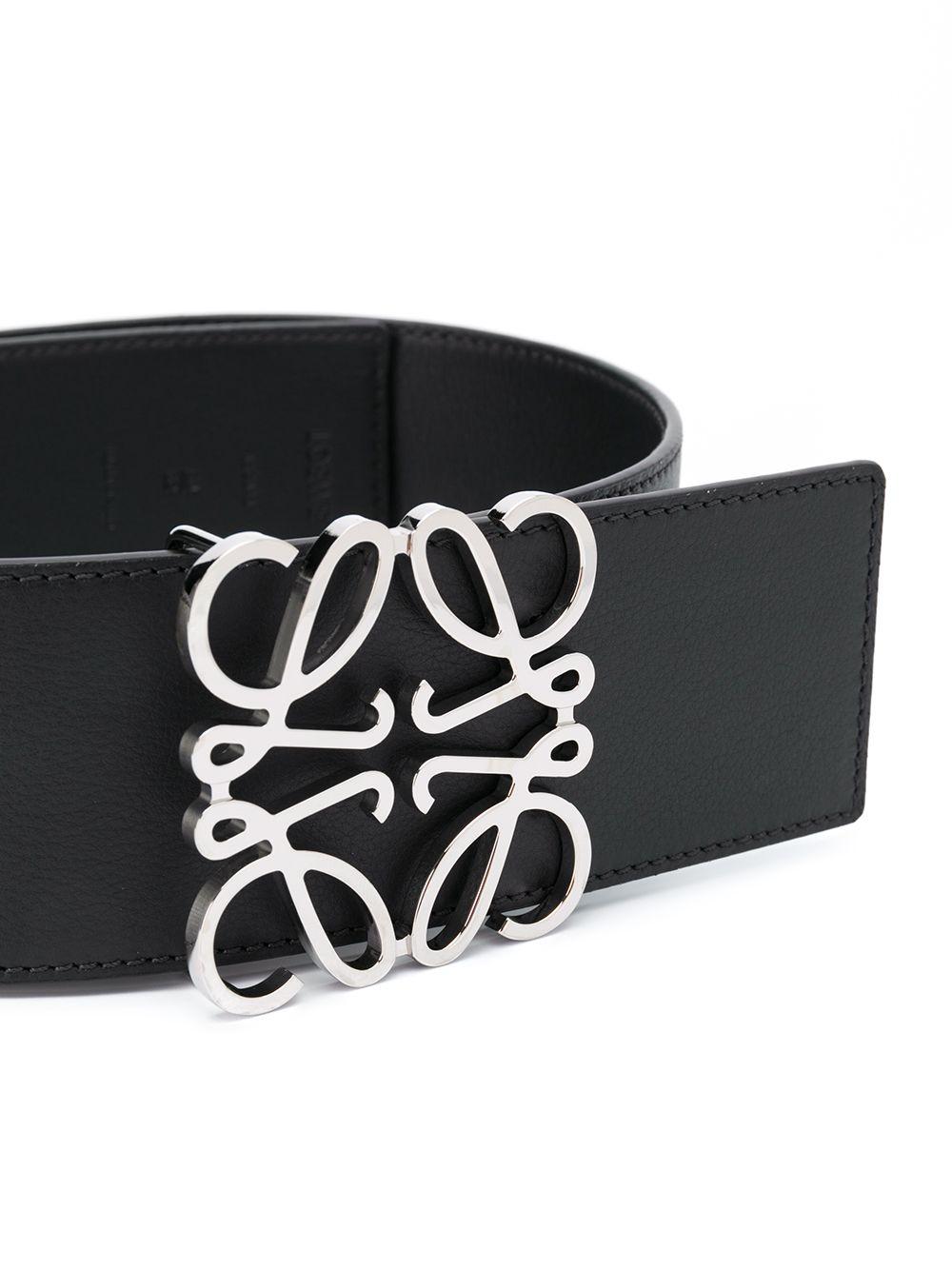 Loewe Anagram Leather Buckle Belt in Black - Lyst