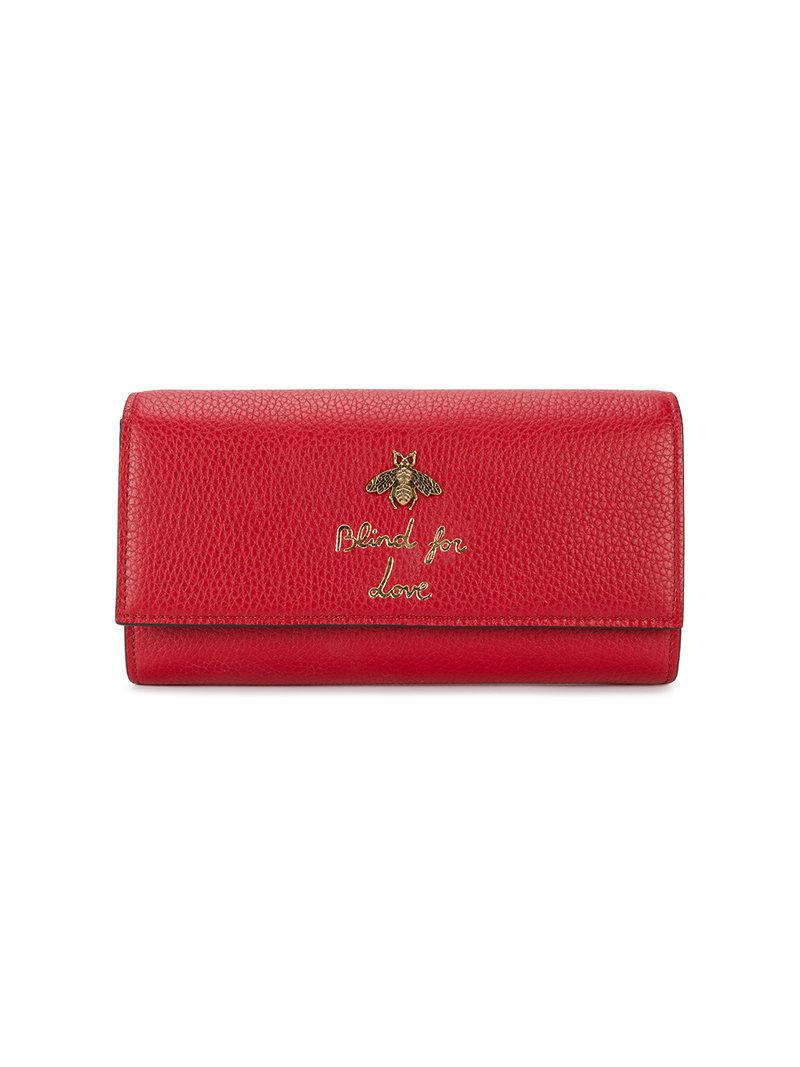 Gucci Leather Blind For Love Wallet in Red (White) - Lyst
