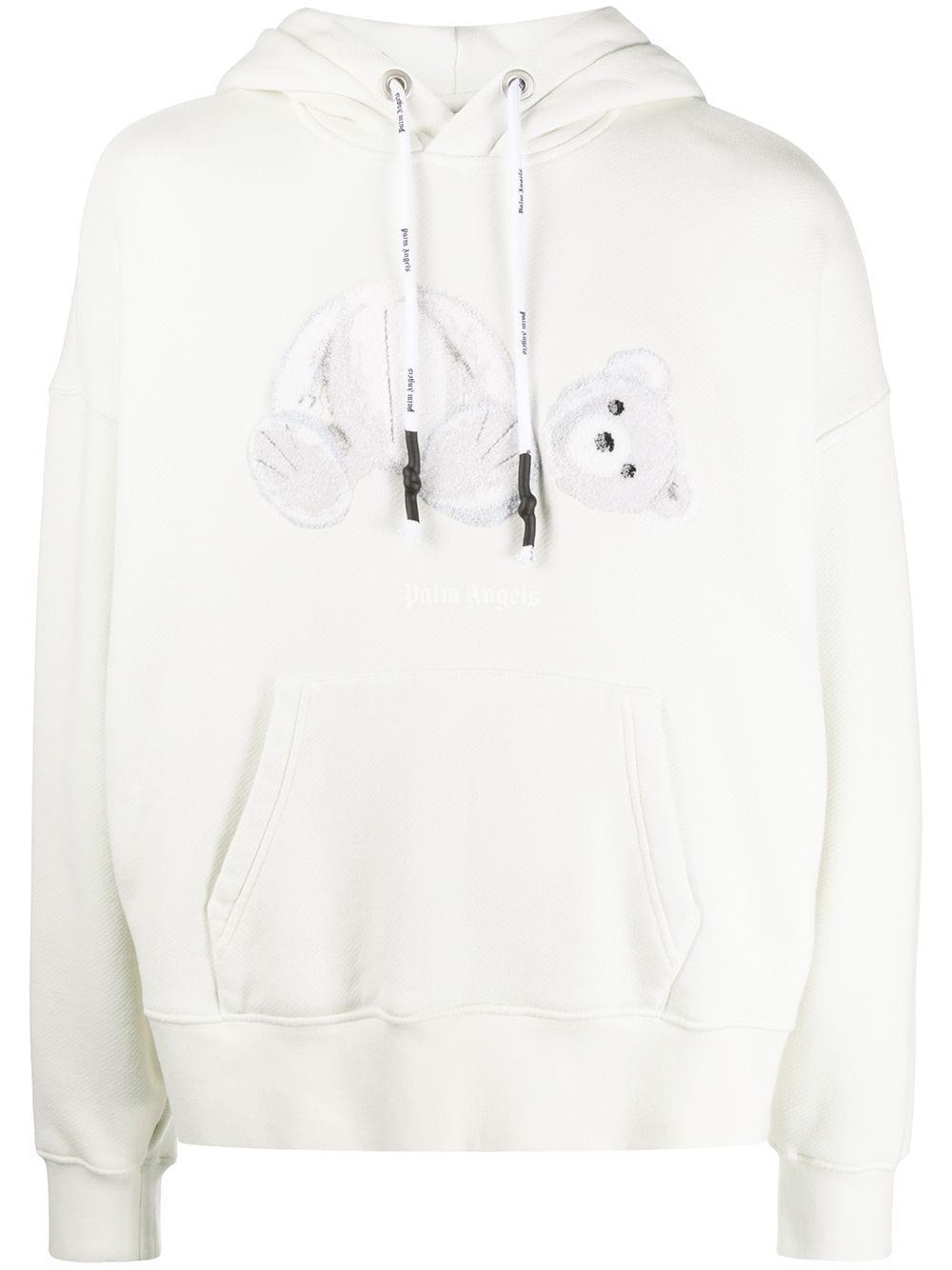 Palm Angels Cotton Teddy Bear Hooded Sweatshirt in White for Men - Lyst