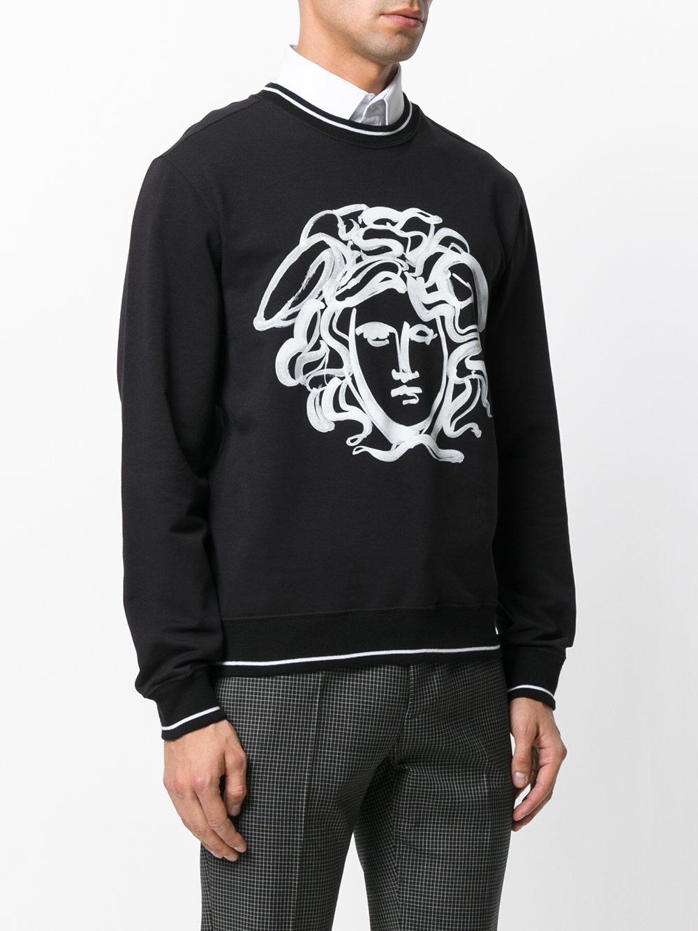 Felpa con Medusa dipintaVersace in Cotone da Uomo colore Nero | Lyst
