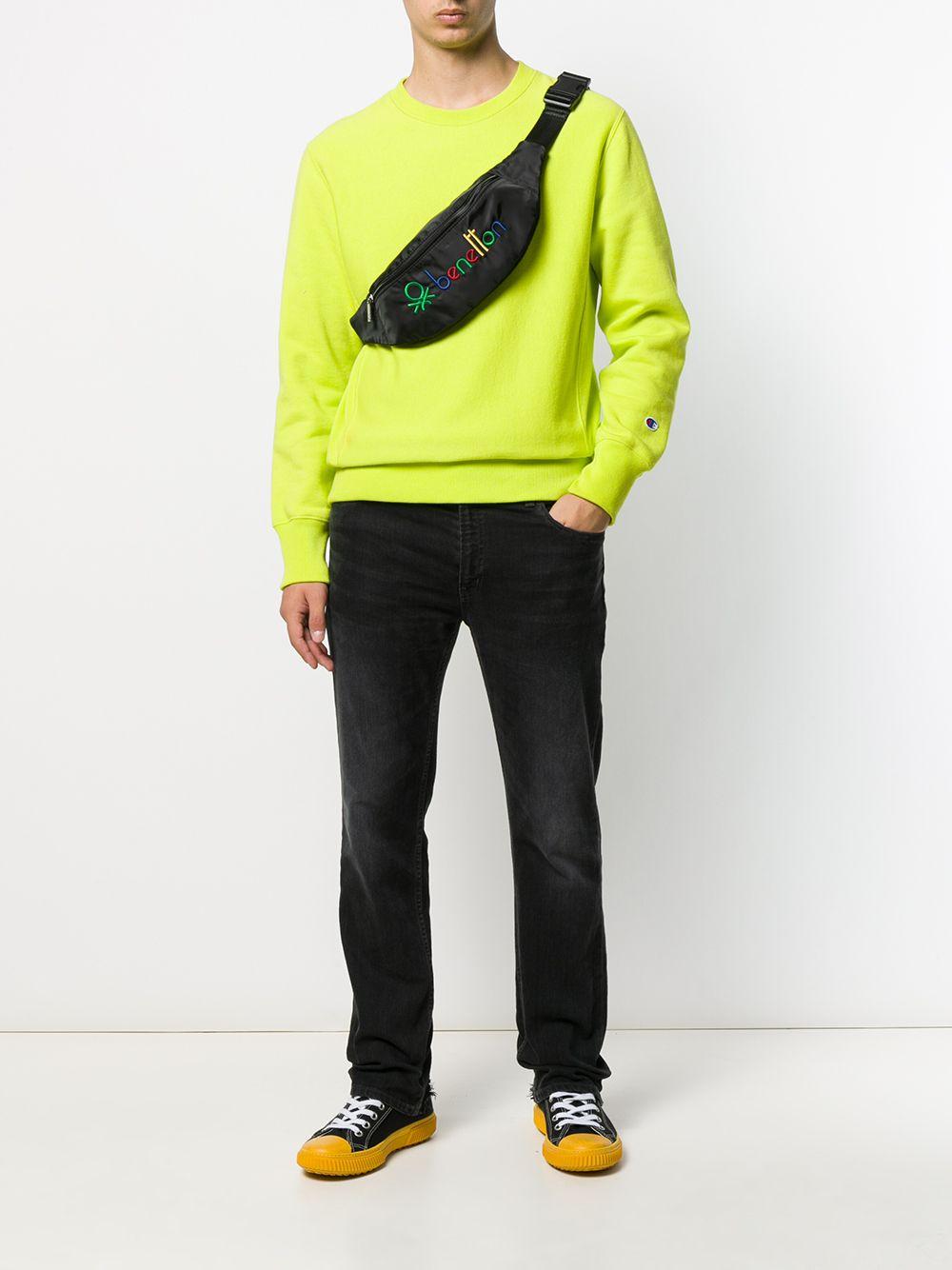 Benetton Synthetic Embroidered Logo Belt Bag in Black for Men | Lyst