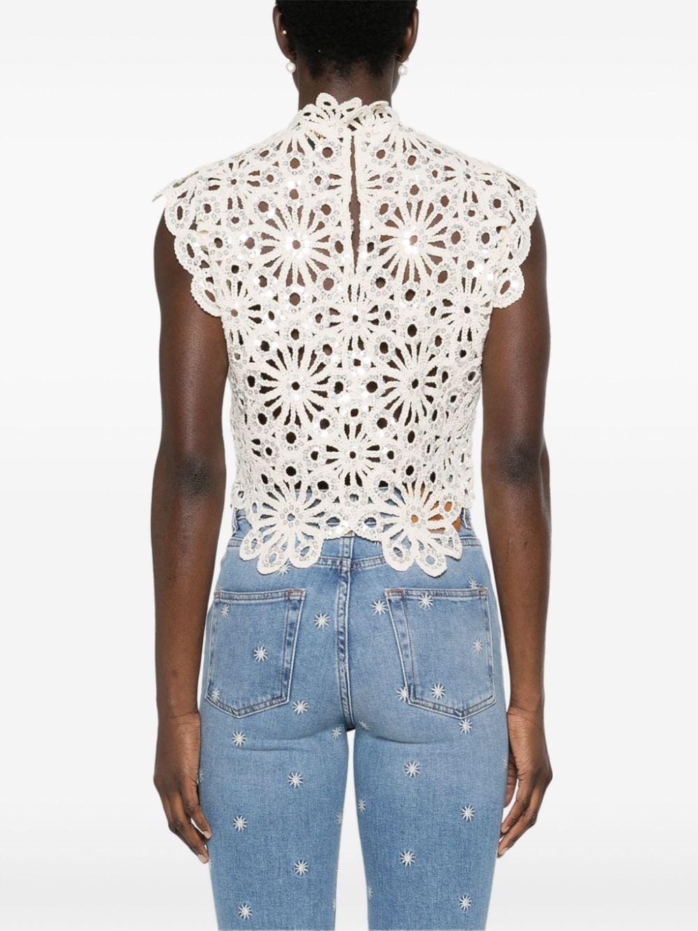 Maje スパンコール クロシェニットトップ ホワイト | Lyst Maje スパンコール クロシェニットトップ ホワイト | Lyst