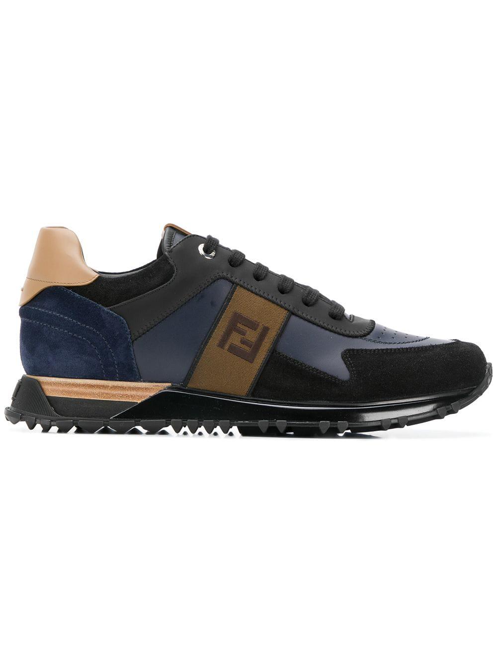 Fendi Leather Ff Logo Lace-up Sneakers in Blue for Men | Lyst UK