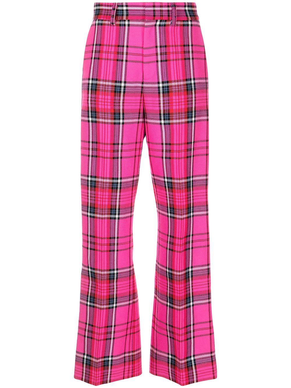 Area Cut-detail Check Trousers in Pink 