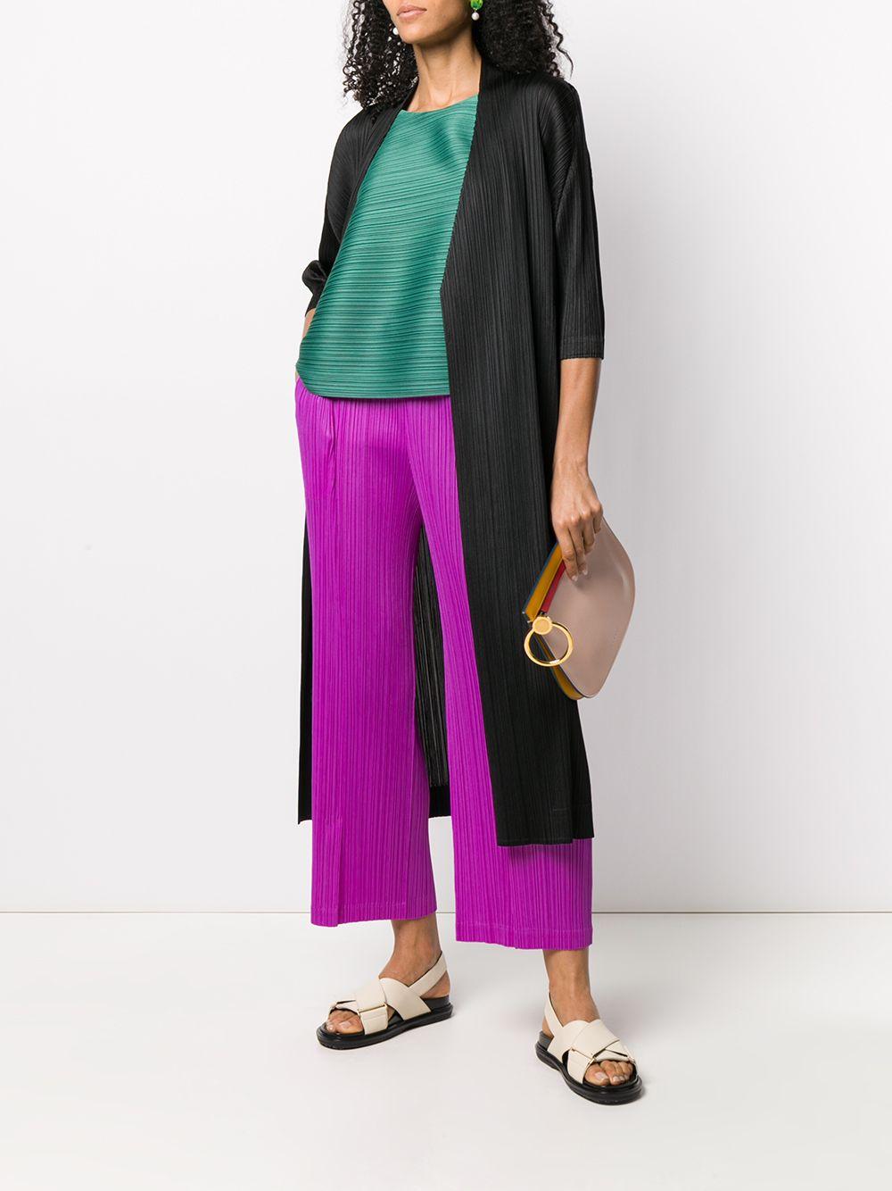Pleats Please Issey Miyake Cropped Pleated Trousers in Purple - Lyst
