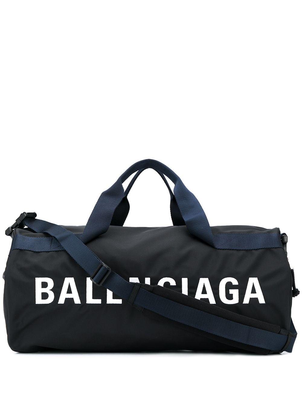 Balenciaga Wave Logo Gym Bag BlackWhite in NylonCanvas with Silvertone   US