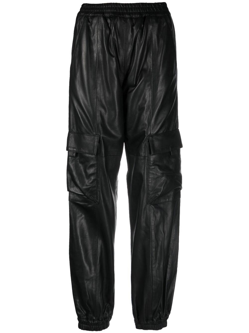 Gestuz High-waisted Leather Cargo Pants in Black | Lyst