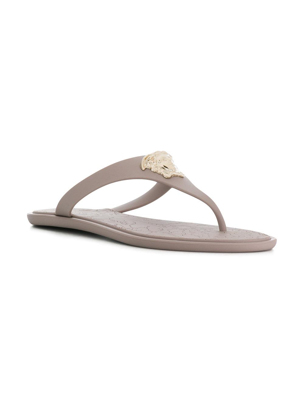 Lyst - Versace Medusa Flip Flops in Gray