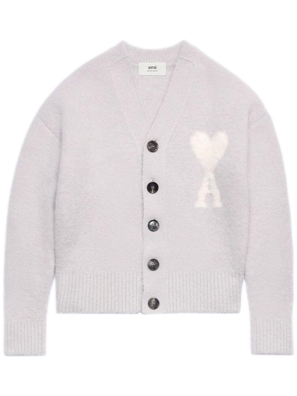 Ami Paris Ami De Coeur Cardigan in White | Lyst