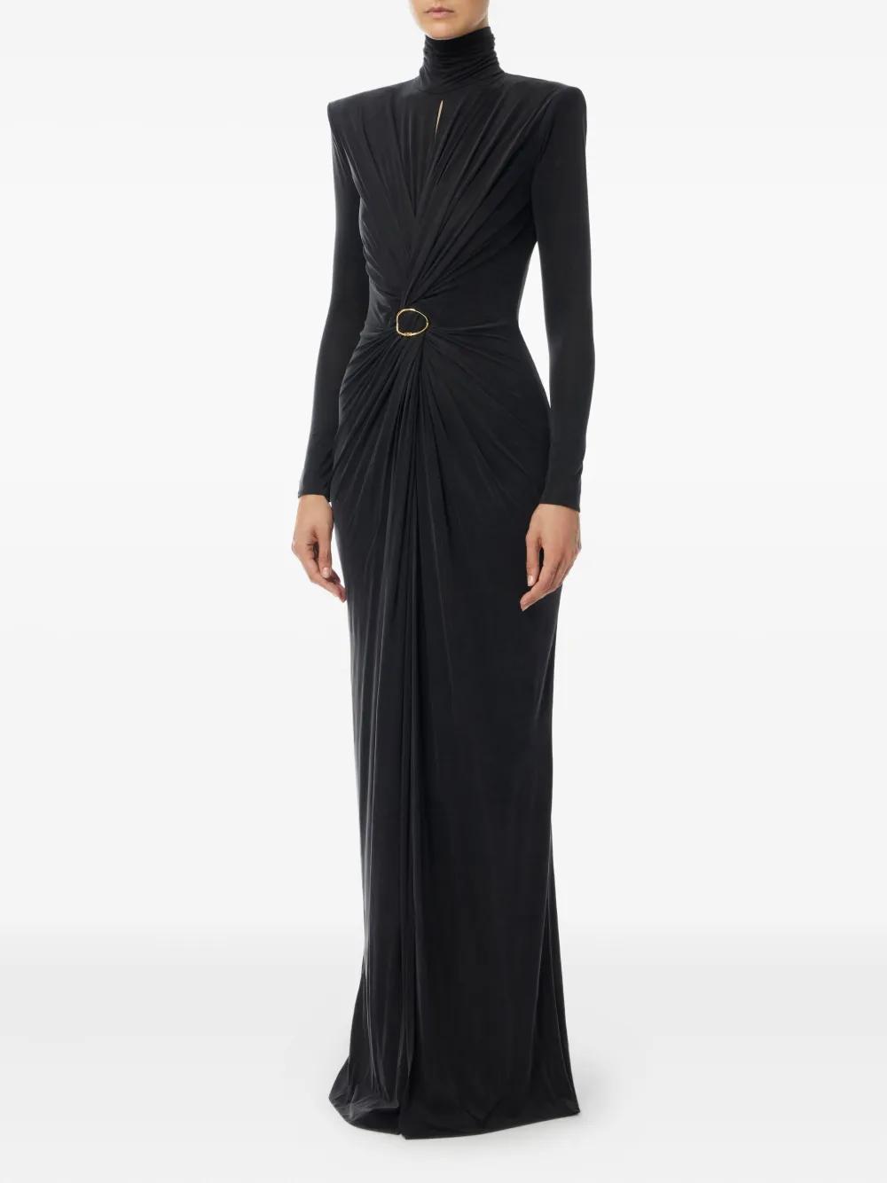 パーティードレス Elisabetta Franchi Fitted Black Evening Dress With Draped Elisabetta Franchi Fitted Black Dress With Draped Bodice