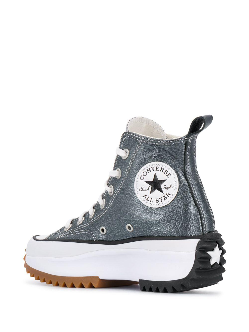 Converse Leather Run Star Hike High-top Sneakers in Silver (Metallic) | Lyst