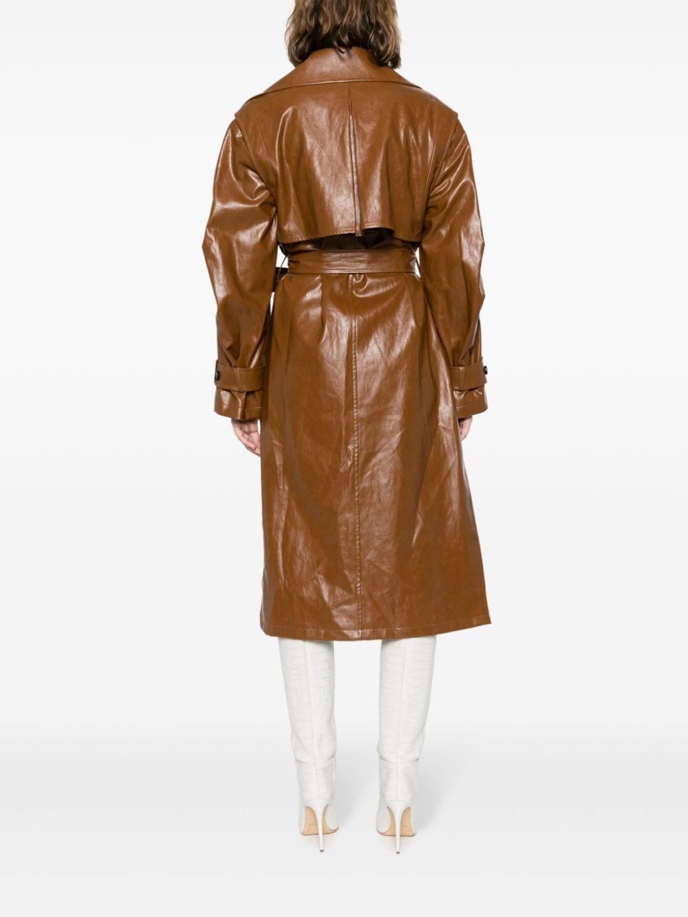 FEDERICA TOSI Panelled Faux-leather Trenchcoat in Brown | Lyst