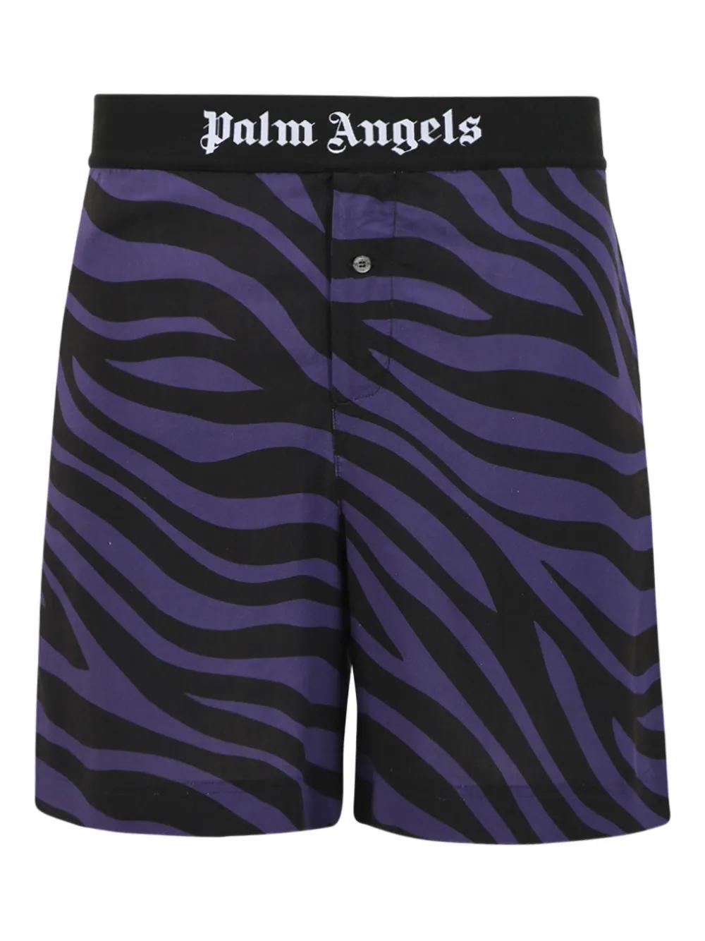 Pantaloncini Palm Angels Blu Navy Con Logo Classico - 100% Cotone - Taglia 6 Ragazzo
