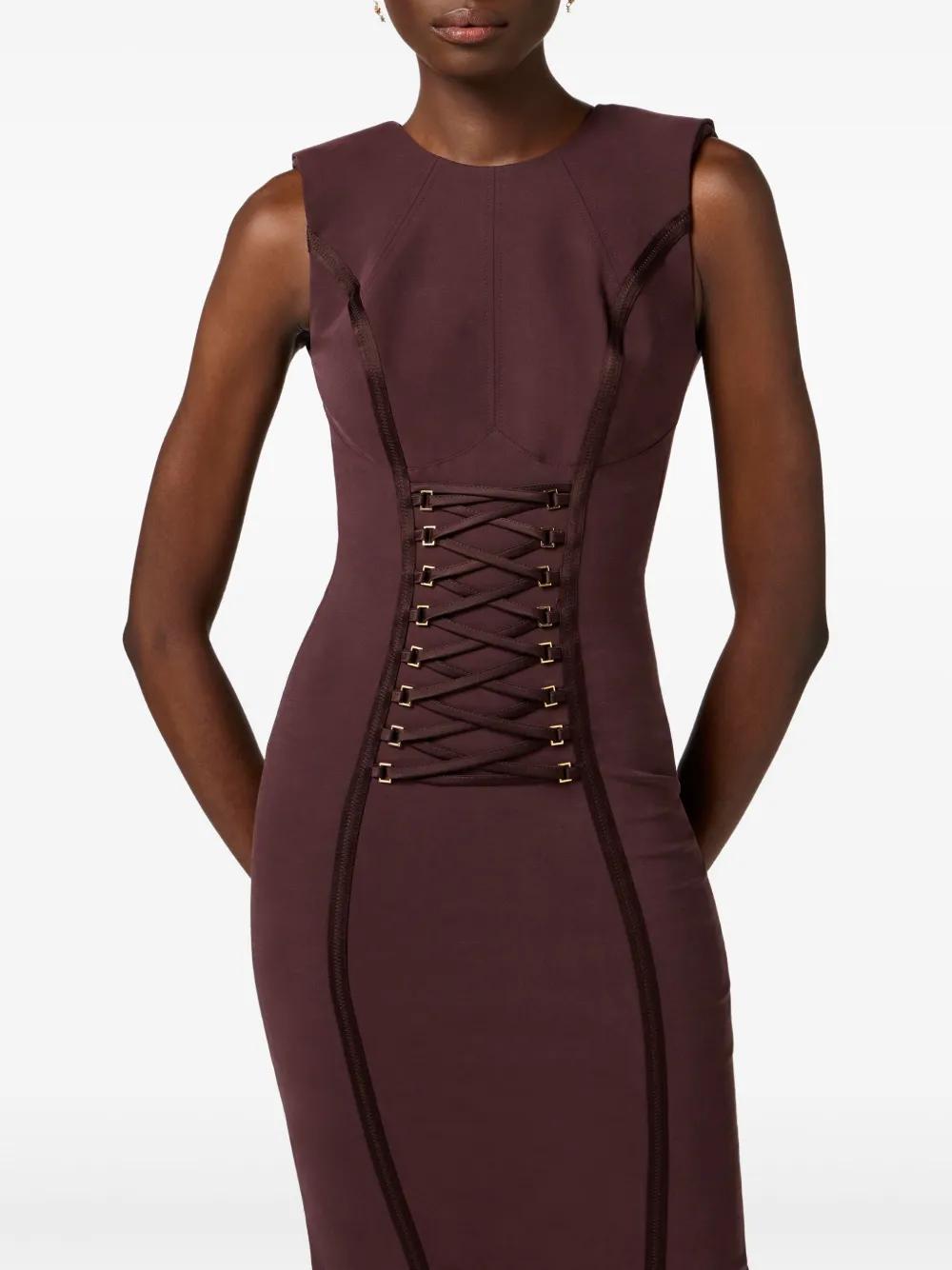 elisabetta franchi burgundy dress Elisabetta Franchi, Abito Lungo Monospalla in Jersey di Lurex Bordeaux   Formicashop