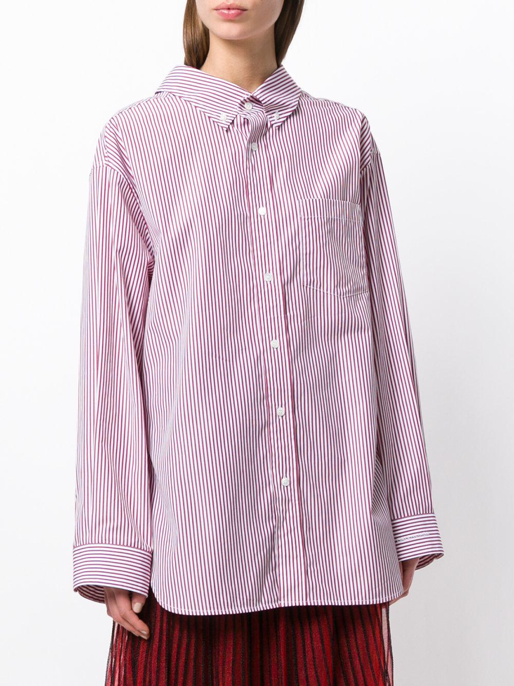 Balenciaga Cotton Oversized Striped Shirt Red - Lyst