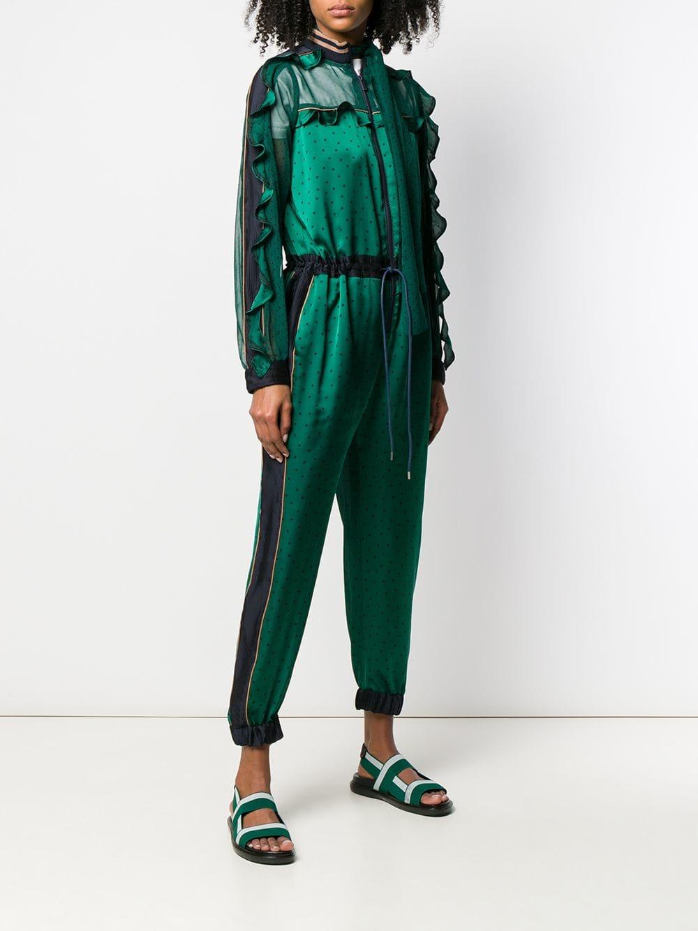 Sacai Synthetic Dot Print Jumpsuit in Green - Lyst