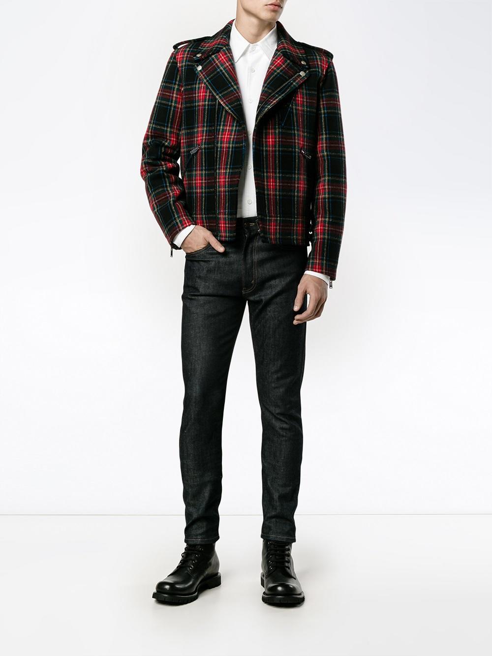 plaid biker jacket
