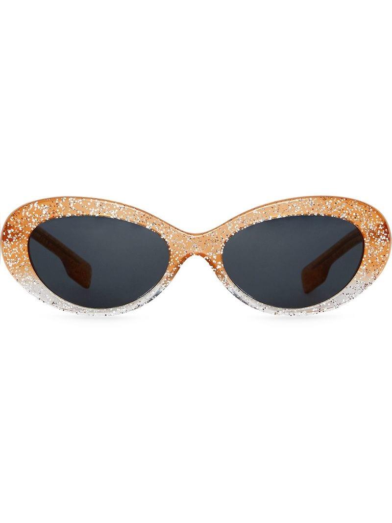 Burberry Glitter Cat-eye Frame Sunglasses in Orange | Lyst