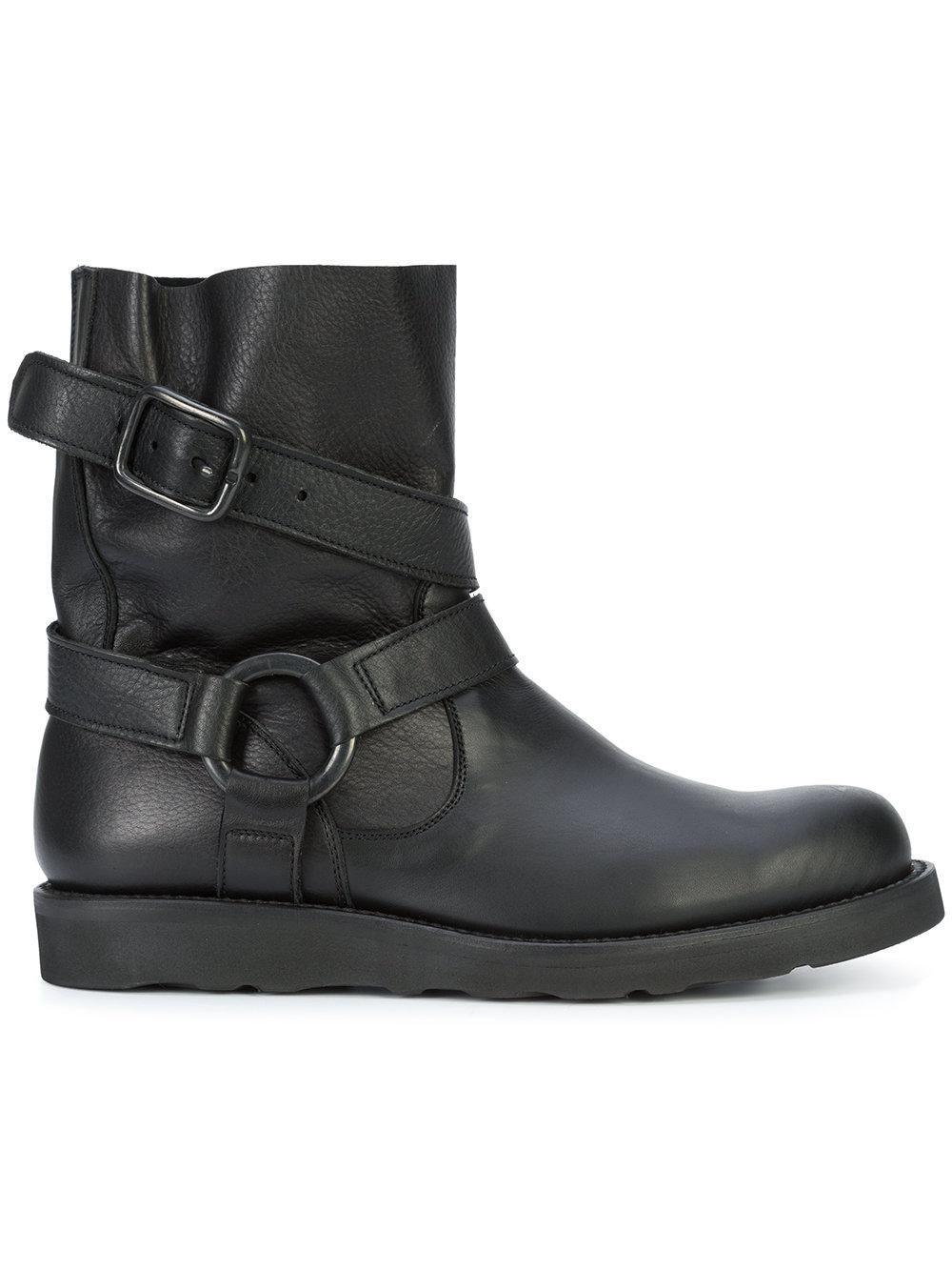Yohji Yamamoto Calf Leather Ring Boots in Black for Men - Lyst
