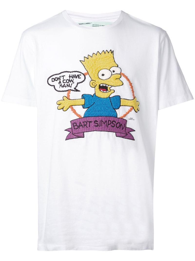 Off-White c/o Virgil Abloh Simpsons Embroidered T-shirt in White for Men |  Lyst