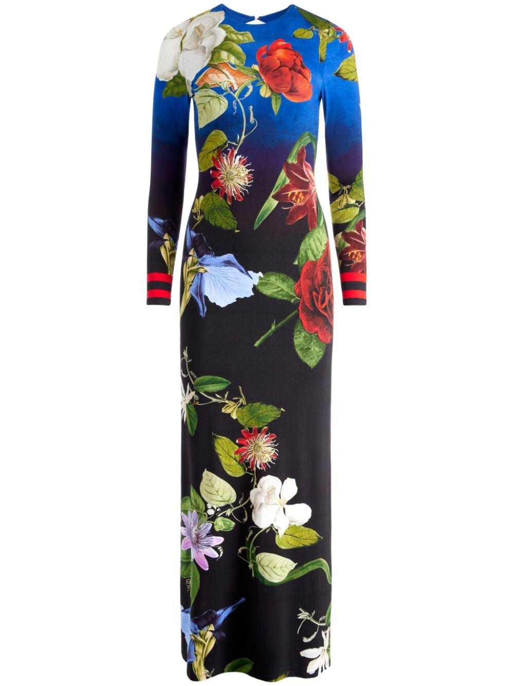 Alice Olivia Synthetic Delora Floral Print Fitted Mock Neck Midi Dress In  Black Pattern Black | sexiezpix Web Porn