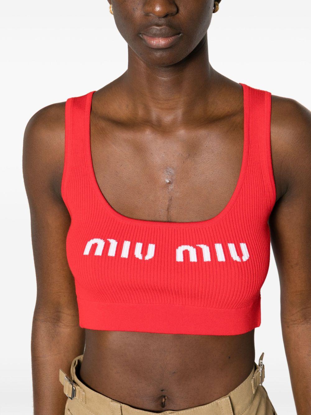 Miu Miu Crop Top in Red | Lyst UK