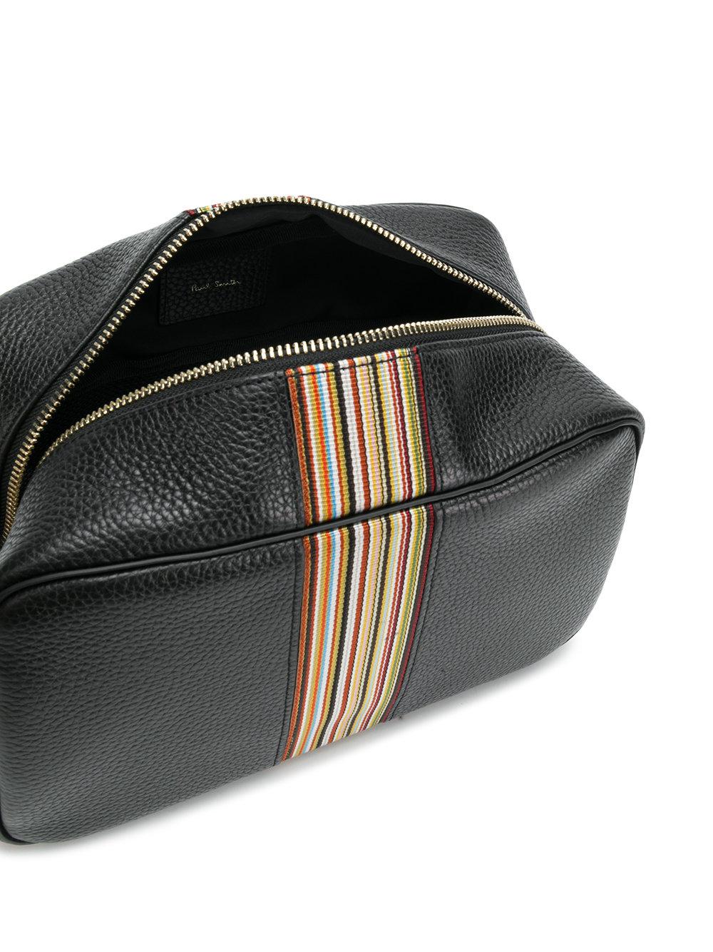 Paul Smith Leather Signature Stripe Wash Bag in Black for Men - Lyst