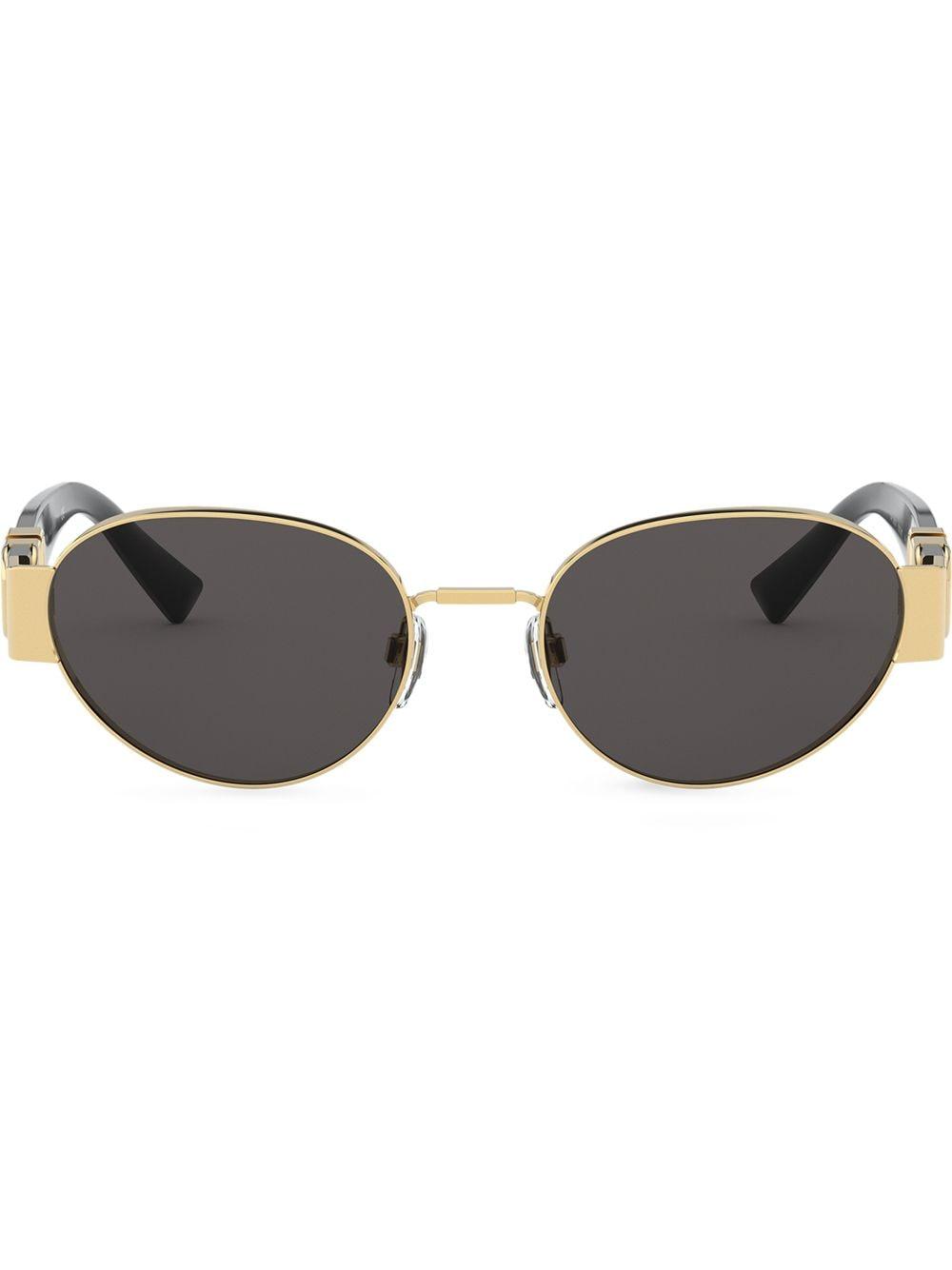 Valentino Vlogo Oval-frame Sunglasses in Black - Lyst