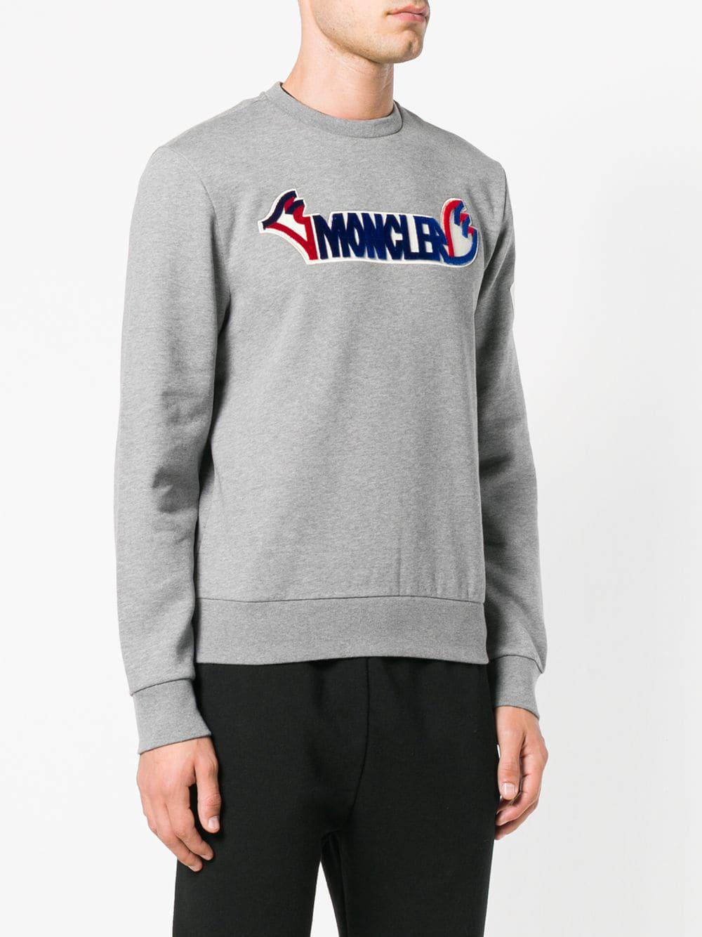 Moncler Logo Sweatshirt in Grey (Grey) for Men - Lyst