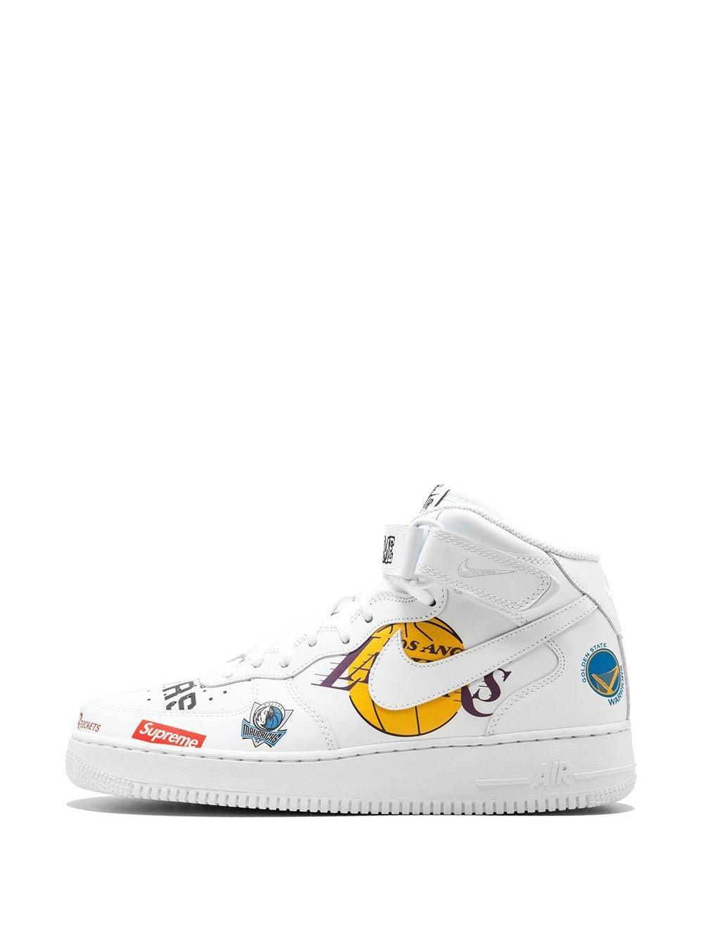 Nike Leather X Supreme X Nba X Air Force 1 Mid 07 Sneakers in White for Men  - Lyst