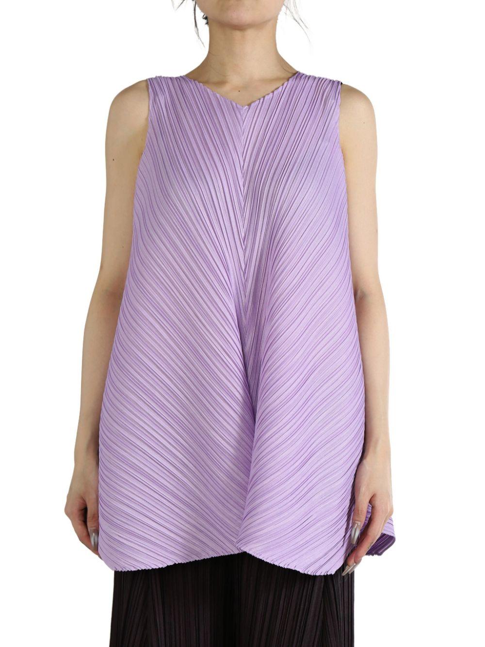 PLEATS PLEASE ISSE MIYAKE パープル半袖カーディガン PLEATS PLEASE ISSE MIYAKE パープル半袖カーディガン