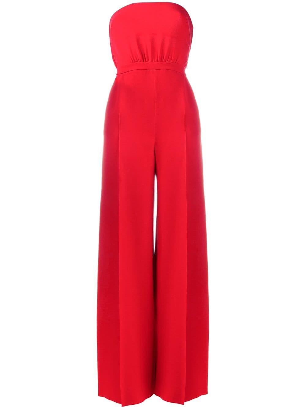 Valentino Strapless Jumpsuit in Red | Lyst