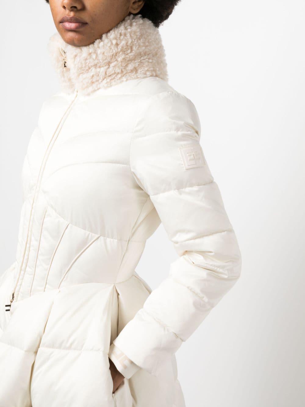Elisabetta Franchi Circle Flared Quilted Coat in White Lyst