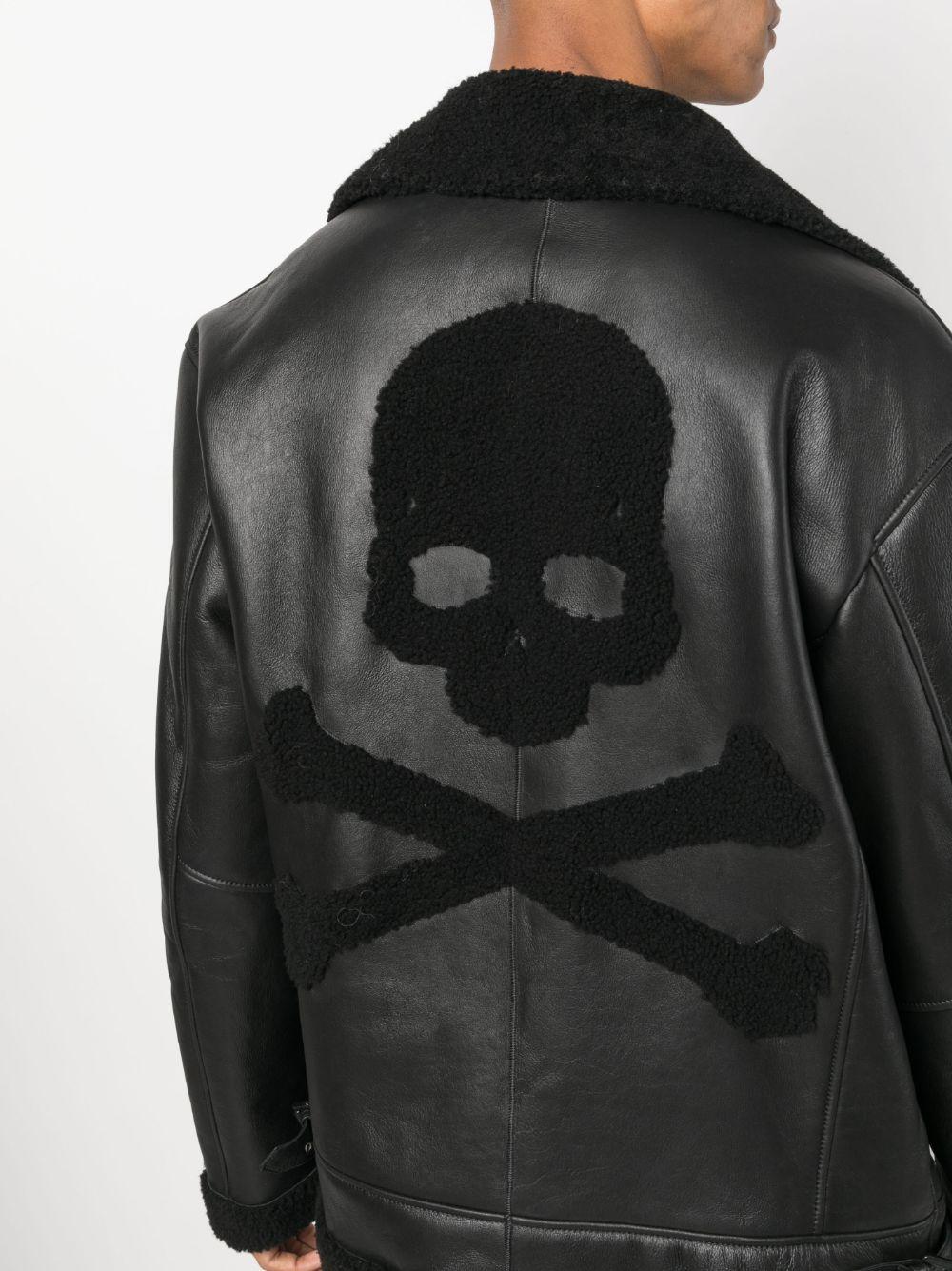 Philipp Plein Skull-print Leather Jacket in Black for Men | Lyst