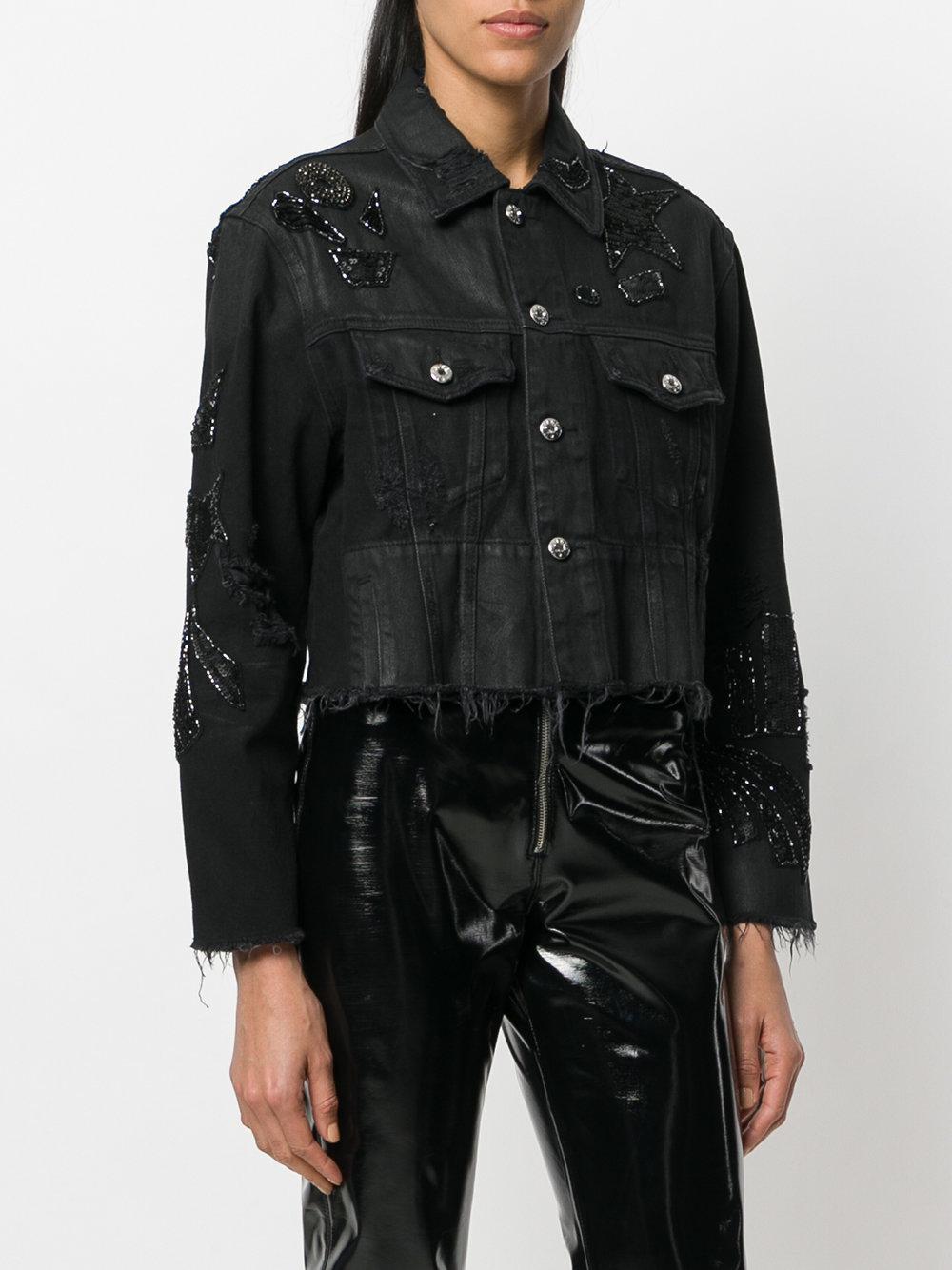 DIESEL Sequin Embellished Denim Jacket in Black Lyst