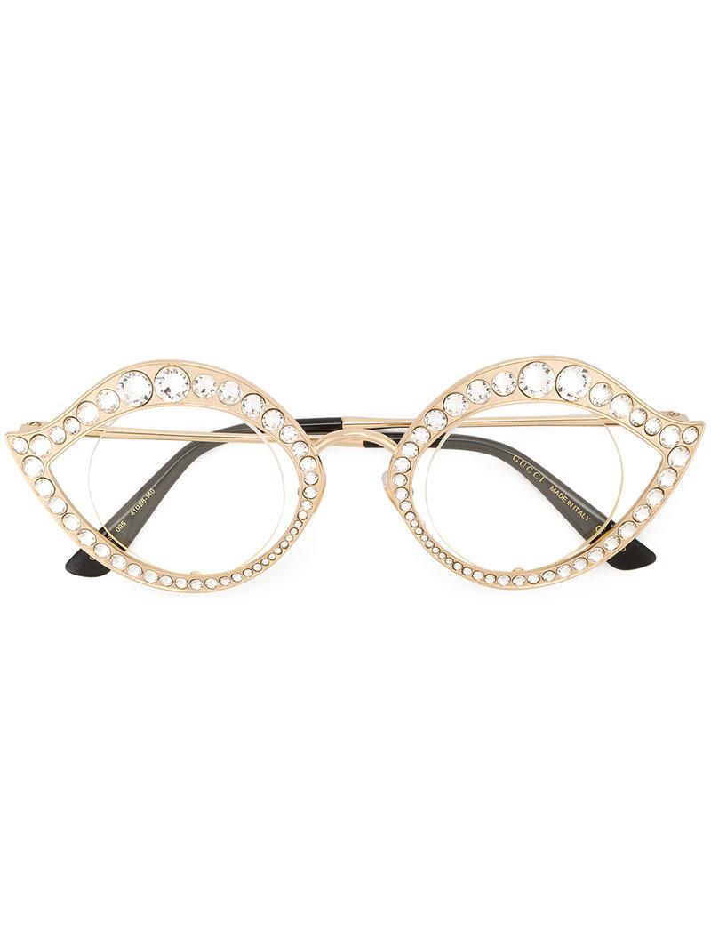 gucci crystal cat eye glasses