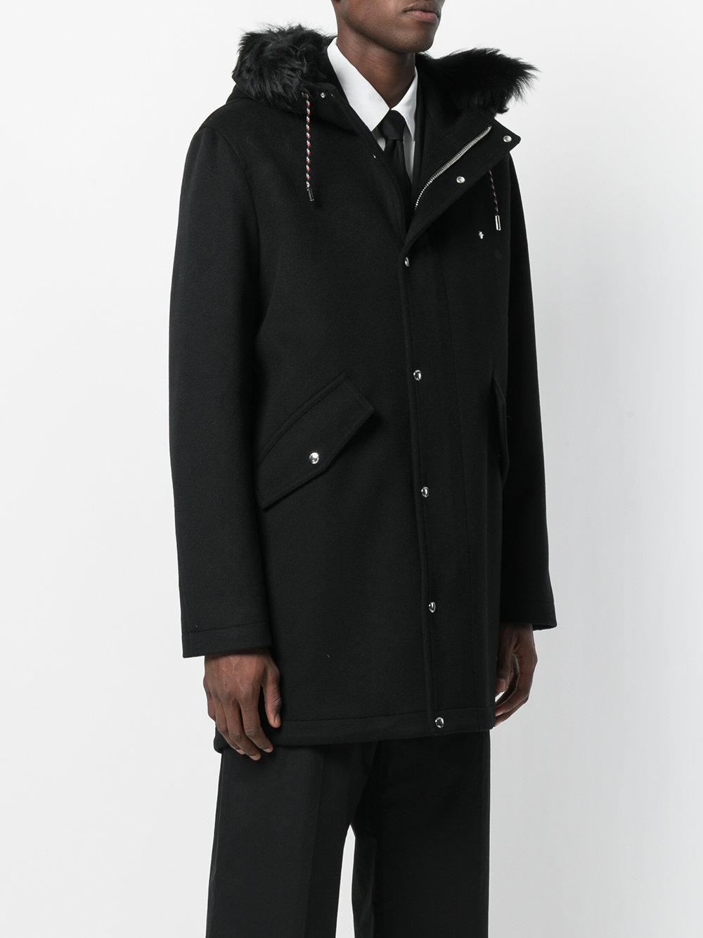 Dior Homme Fur Oversized Parka Coat in Black for Men - Lyst