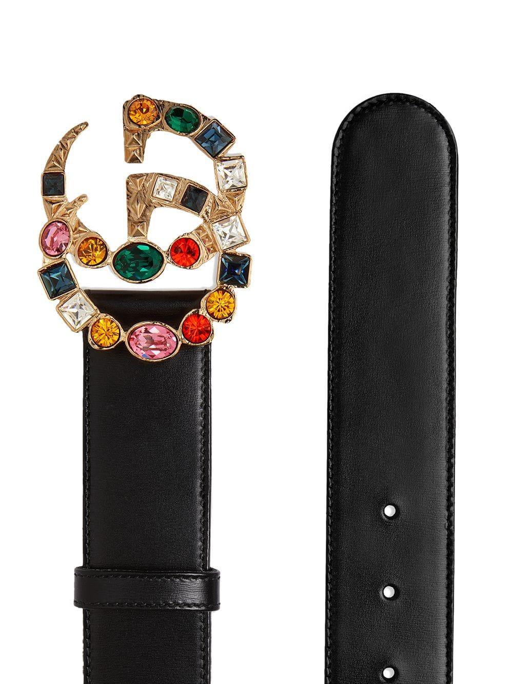 Gucci Leather Belt With Crystal Double G Buckle in Black | Lyst display picture 2