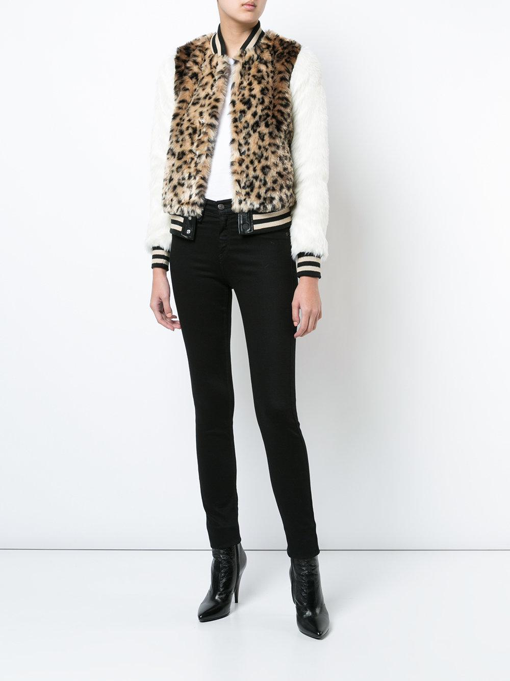 Mother Leopard Print Faux Fur Bomber Jacket | Lyst