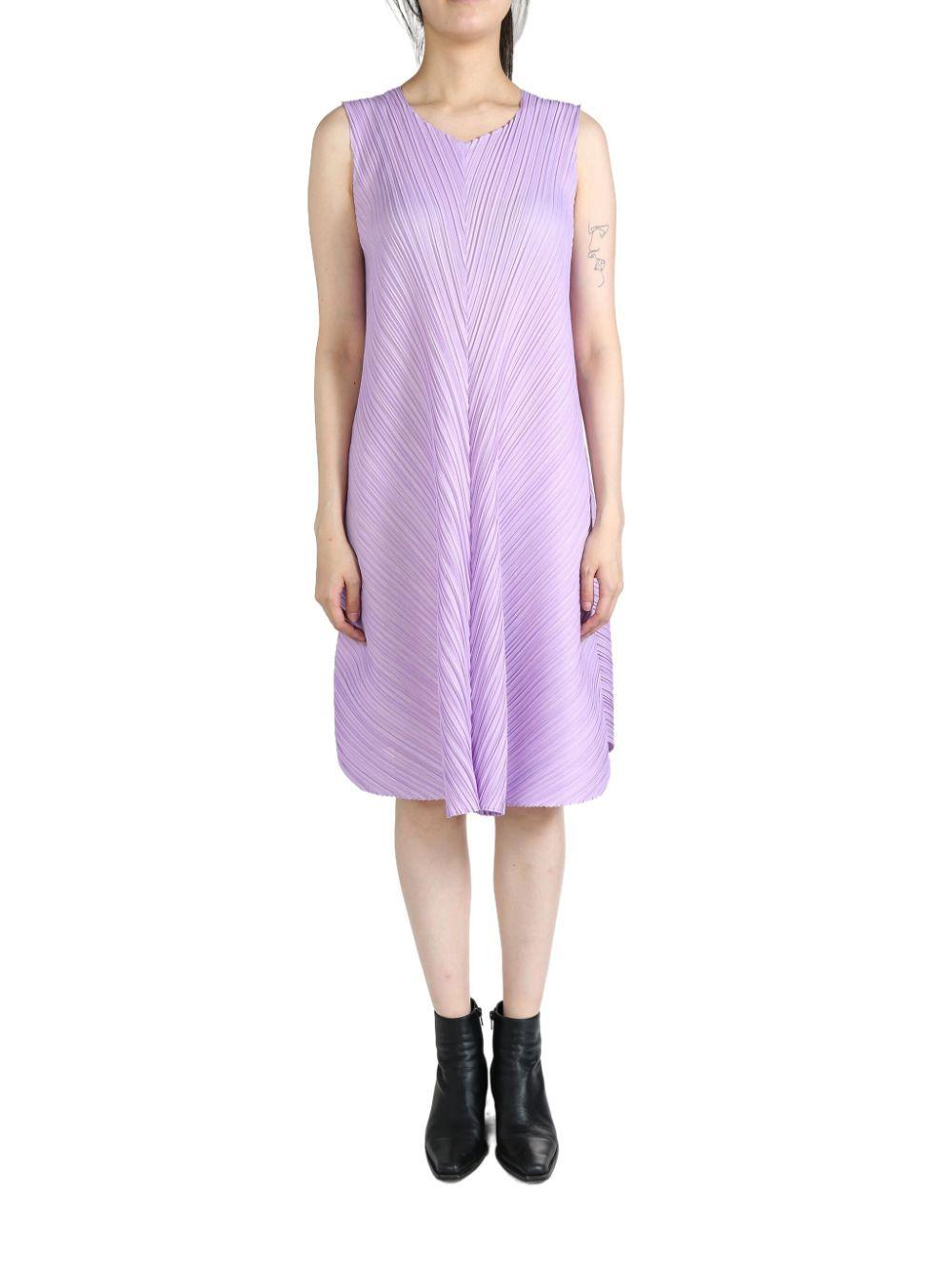 PLEATS PLEASE パープルワンピース イッセイミヤケ ワンピース PLEATS PLEASE パープル